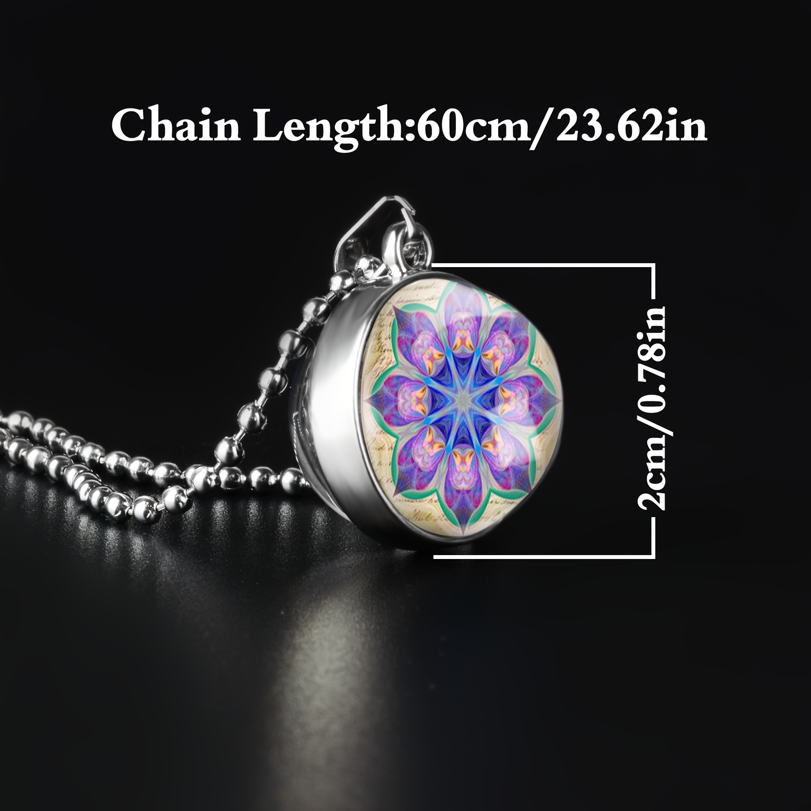 White Round Sphere Double-Sided Art Pendant Necklace